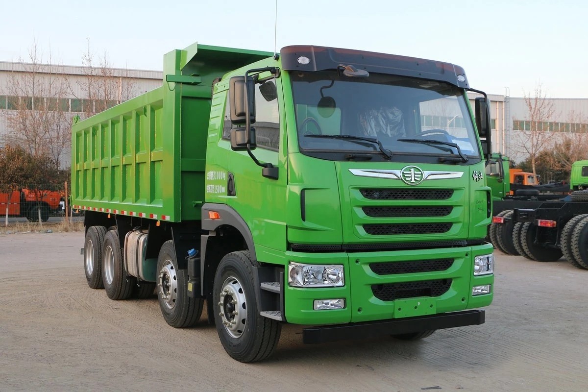 FAW 8x4 12 바퀴 덤프 트럭, 녹색 32 톤 덤프 트럭 팁 주는 사람 트럭