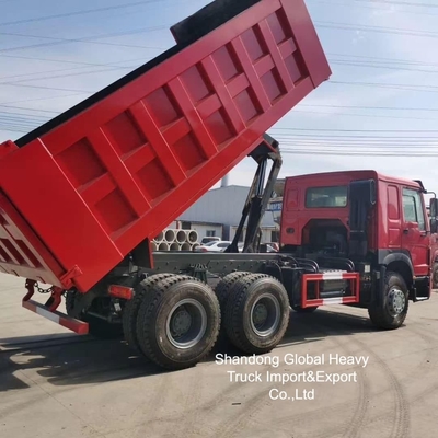 중고 HOWO 레드 컬러 380hp/400hp 덤프 트럭